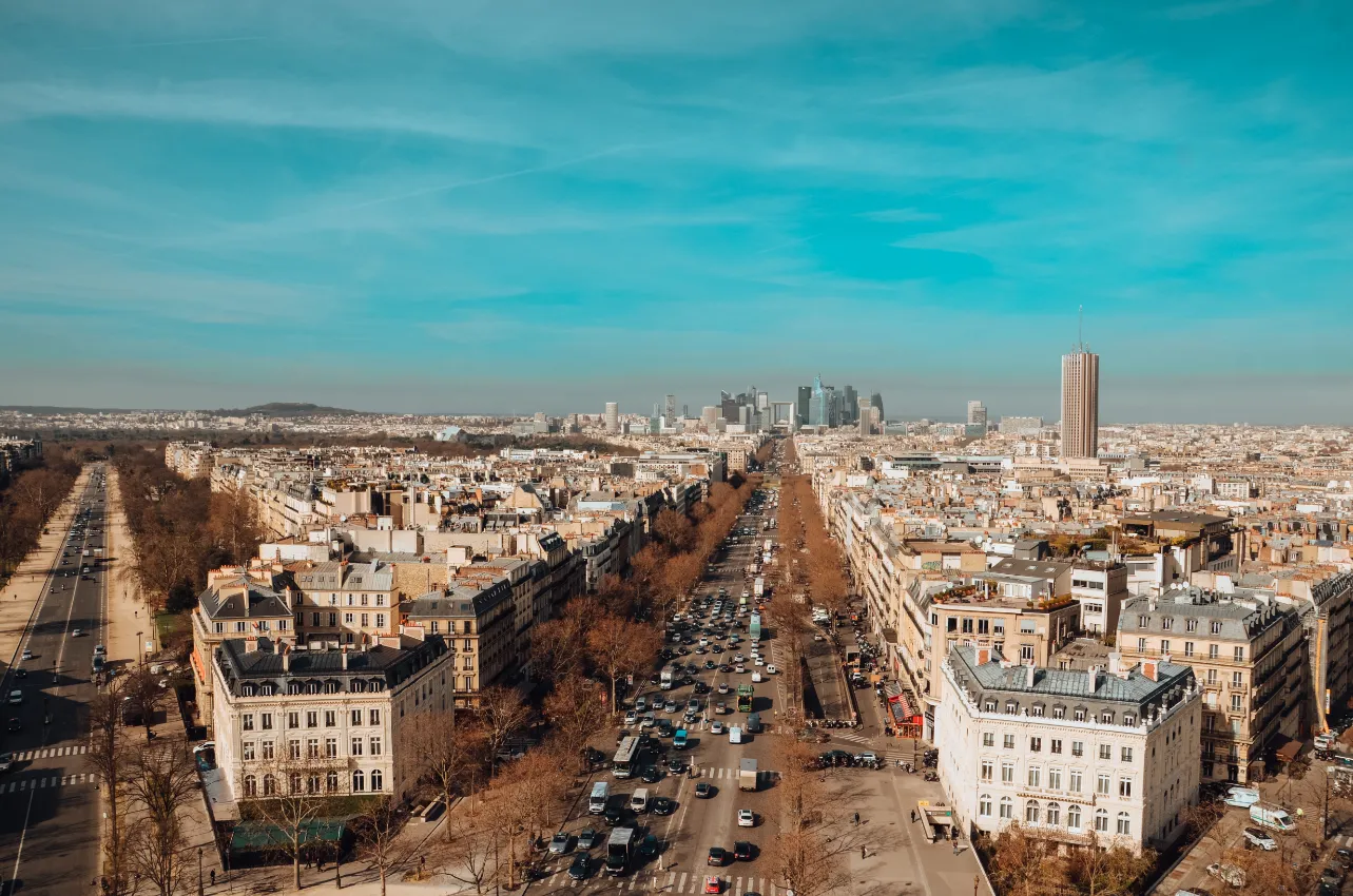 Vue aérienne des champs élysées